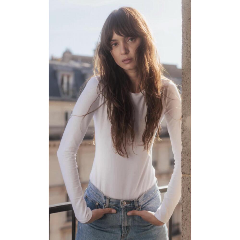 NEW CATHERINE GEE perfect long sleeve tee in white